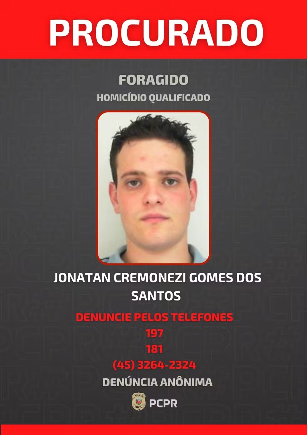 Homem foragido há mais de um ano pela morte de adolescente se apresenta  polícia, no Paraná