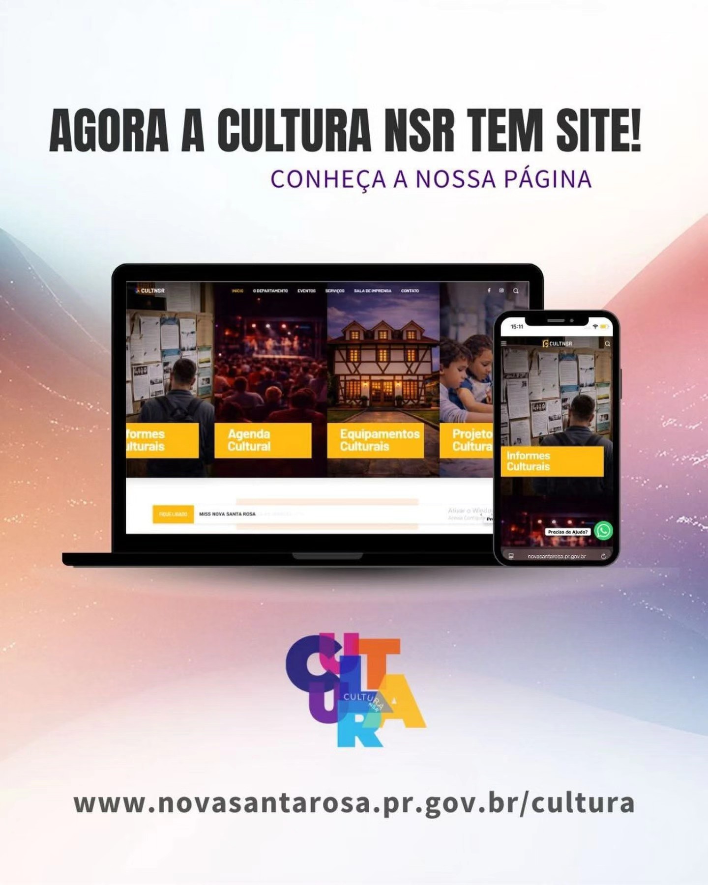 Departamento de Cultura de Nova Santa Rosa lança site oficial para ampliar acesso  informação cultural